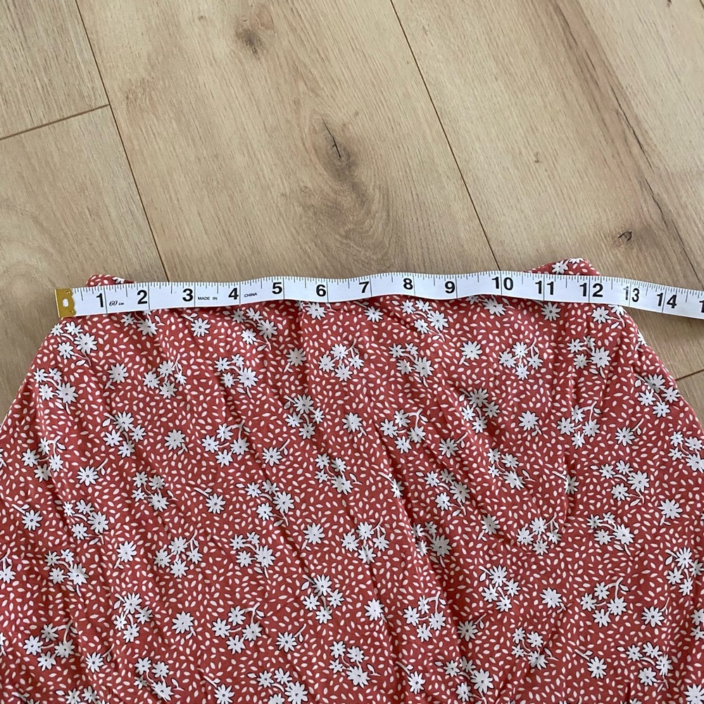 Lulus Floral Print Rust White Rayon Polyester Ruffle skirt - Picture 8 of 11